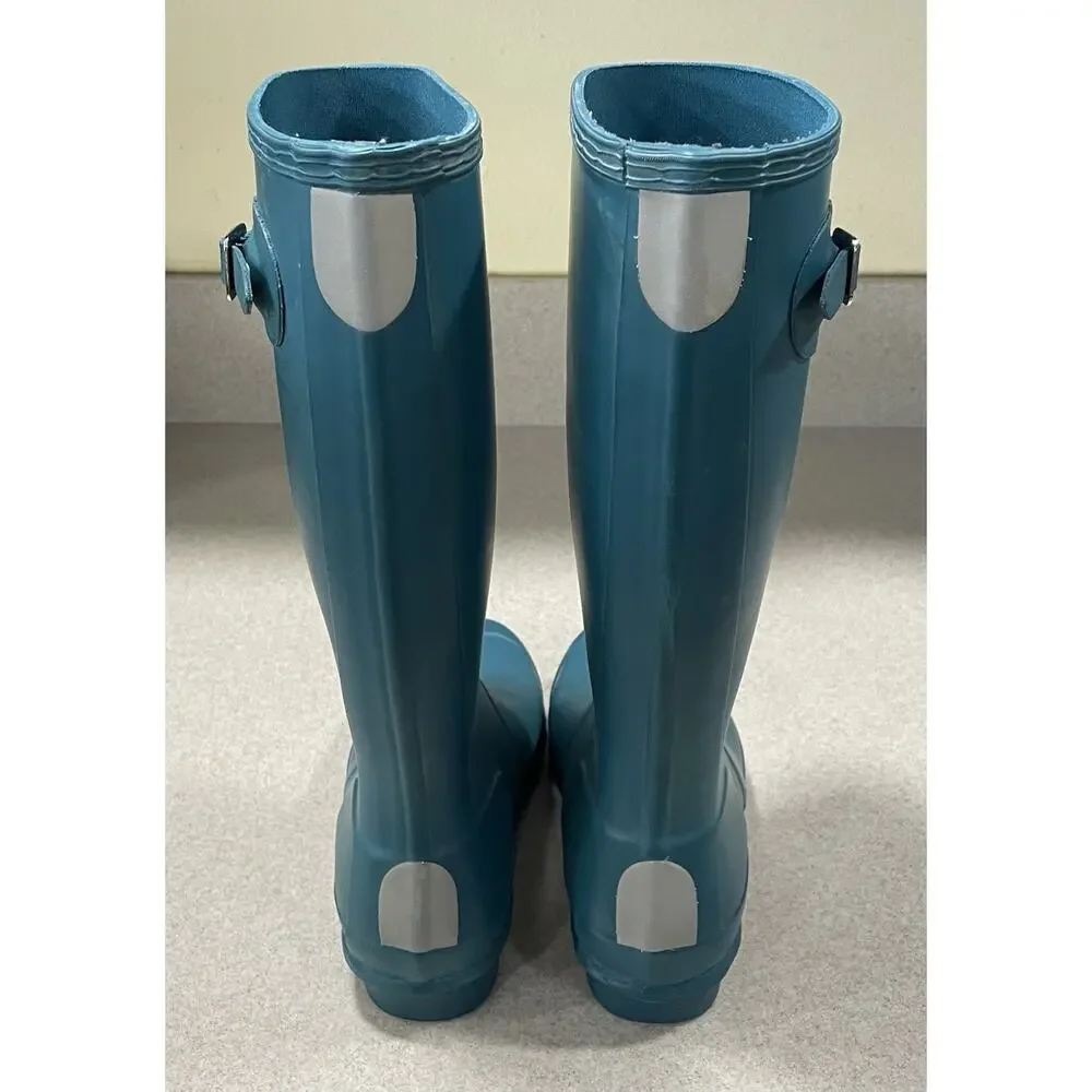 Hunter 4B/5G Youth Kids Classic Turquoise Tall Rain Boots Rubber Waterproof
